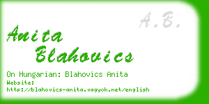anita blahovics business card